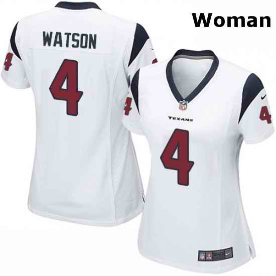 Womens Nike Houston Texans 4 Deshaun Watson Game White NFL Jersey